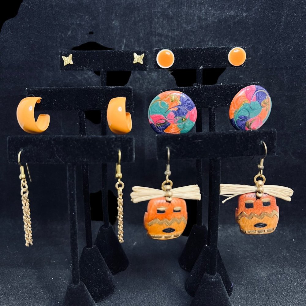 Lot of 6 Fall Colored & Gold Tone Pierced Earrings (4840)